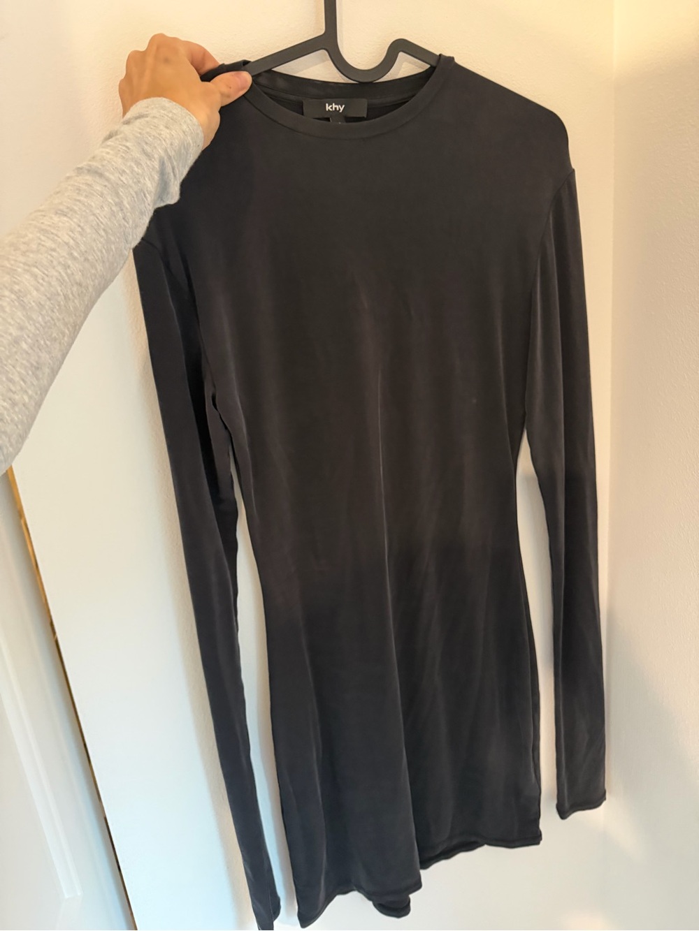 Ikhy Black Long-Sleeve Mini Dress